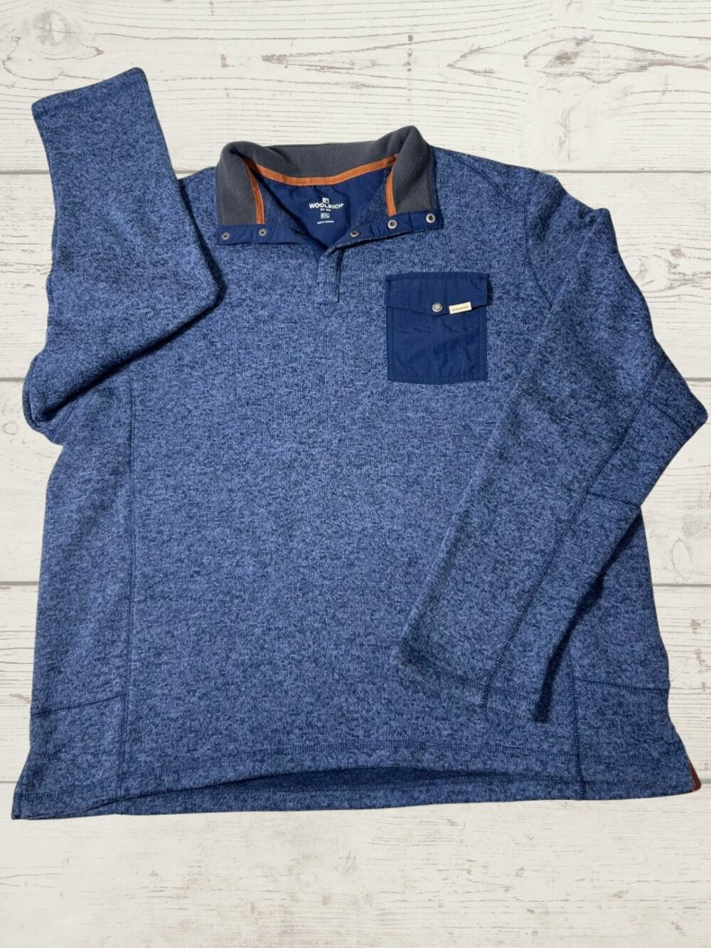 Woolrich Men's XXL Blue 1/4 Snap Fleece Pullover Chest Pocket Outdoor